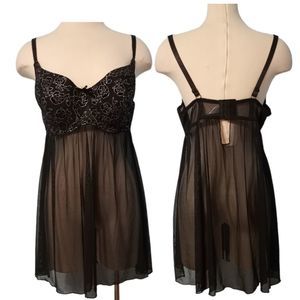 Delta Burke Black Lingerie Chemise Bra 3x